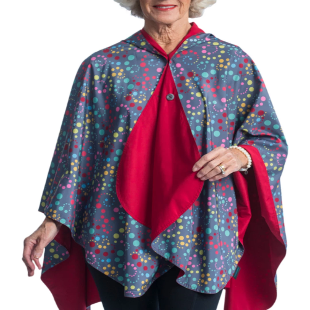 RainCaper- Berry-Swirl Dots Tavel Cape 1 RainCaper- Berry-Swirl Dots Tavel Cape