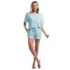 Softies Dream Slouchy Tee Top With Shorts Lounge Set - Heather Glacier Blue