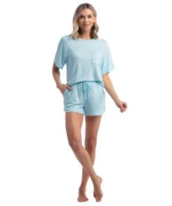 Softies Dream Slouchy Tee Top With Shorts Lounge Set - Heather Glacier Blue