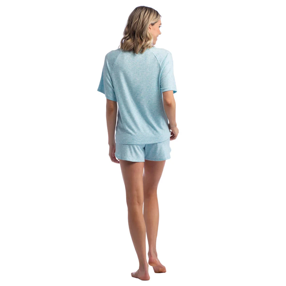 Softies Dream Slouchy Tee Top With Shorts Lounge Set - Heather Glacier Blue 3 Softies Dream Slouchy Tee Top With Shorts Lounge Set - Heather Glacier Blue