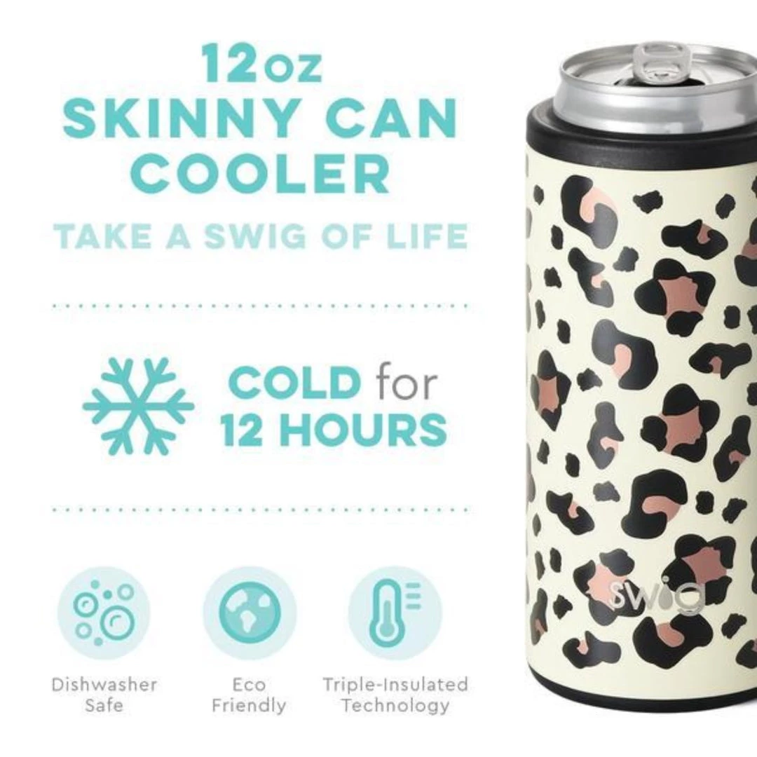 Swig Life Skinny Can Cooler- Luxy Leopard Drinkware 2 Swig Life Skinny Can Cooler- Luxy Leopard Drinkware