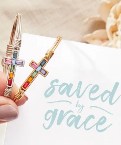 Luca+Danni- Baguette Cross Bangle Bracelet