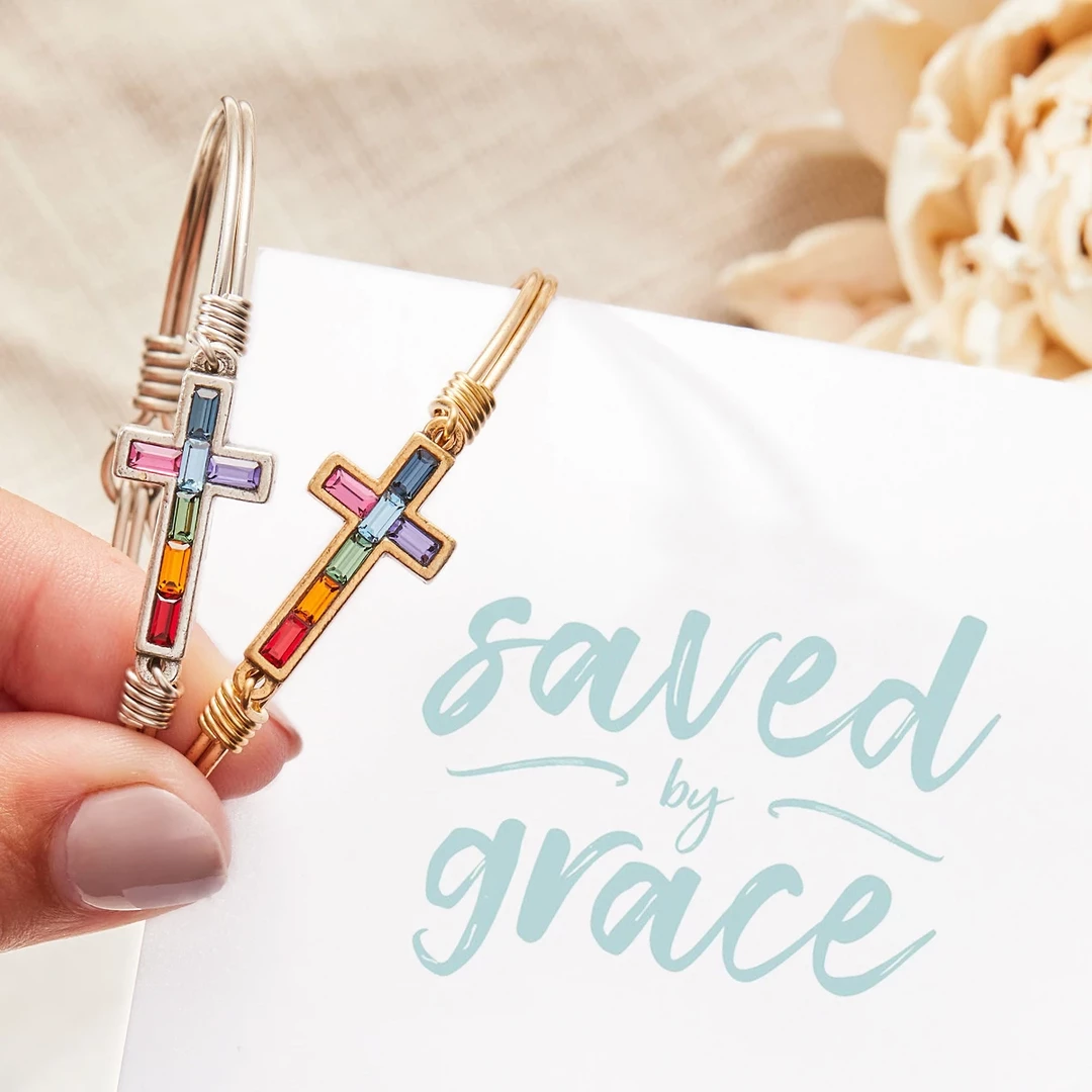 Luca+Danni- Baguette Cross Bangle Bracelet 1 Luca+Danni- Baguette Cross Bangle Bracelet