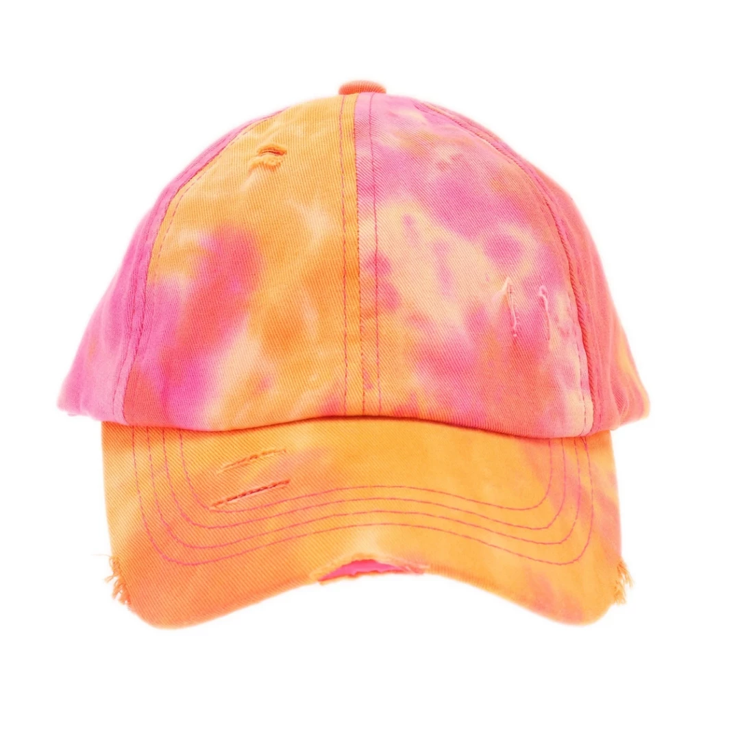 CC Beanie Apparel & Accessories High Ponytail Hat- Orange Tie Dye 3 CC Beanie Apparel & Accessories High Ponytail Hat- Orange Tie Dye