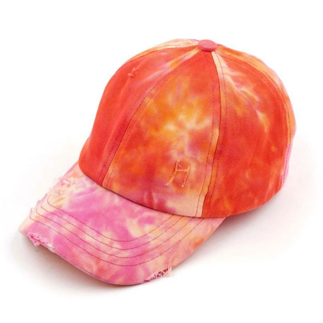 CC Beanie Apparel & Accessories High Ponytail Hat- Orange Tie Dye 1 CC Beanie Apparel & Accessories High Ponytail Hat- Orange Tie Dye