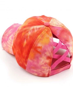 CC Beanie Apparel & Accessories High Ponytail Hat- Orange Tie Dye
