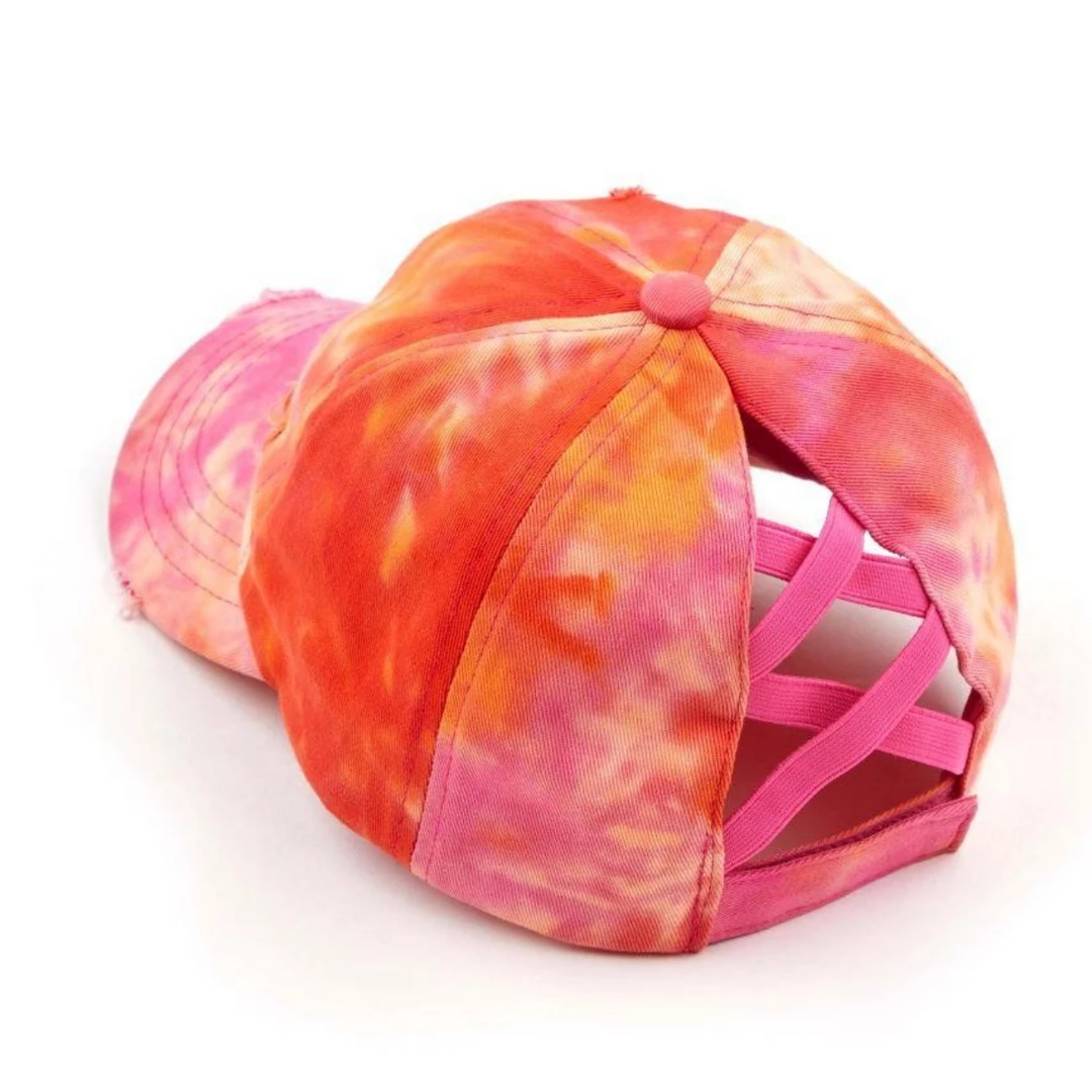 CC Beanie Apparel & Accessories High Ponytail Hat- Orange Tie Dye 2 CC Beanie Apparel & Accessories High Ponytail Hat- Orange Tie Dye