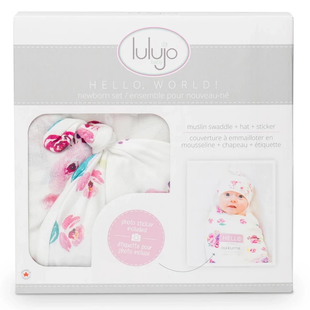 Lulujo Hello World Newborn Set- Posies 1 Lulujo Hello World Newborn Set- Posies