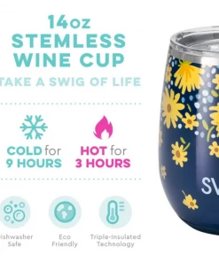 New Arrivals Swig Life- Stemless Cup - Lazy Daisy 12 New Arrivals Swig Life- Stemless Cup - Lazy Daisy