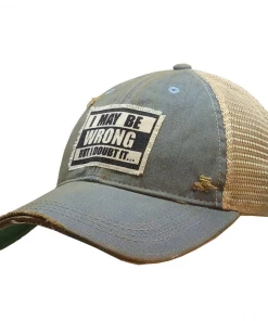 Vintage Life - I May Be Wrong But I Doubt It - Distressed Trucker Cap Apparel & Accessories