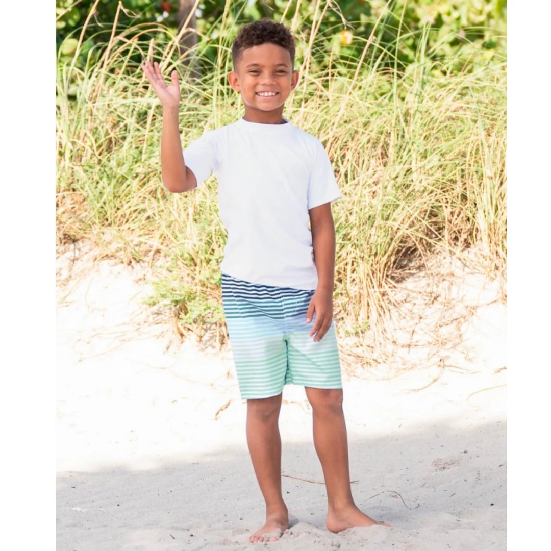 New Arrivals Ruffle Butts - Coastal Stripe Swim Trunks 3 New Arrivals Ruffle Butts - Coastal Stripe Swim Trunks