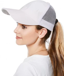 CC Beanie Apparel & Accessories High Ponytail Hat- White/White