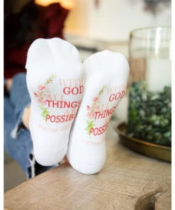 New Beginnings Designs New Beginnings - Standing On The Word Socks - With God All Things Are Possible Apparel & Accessories