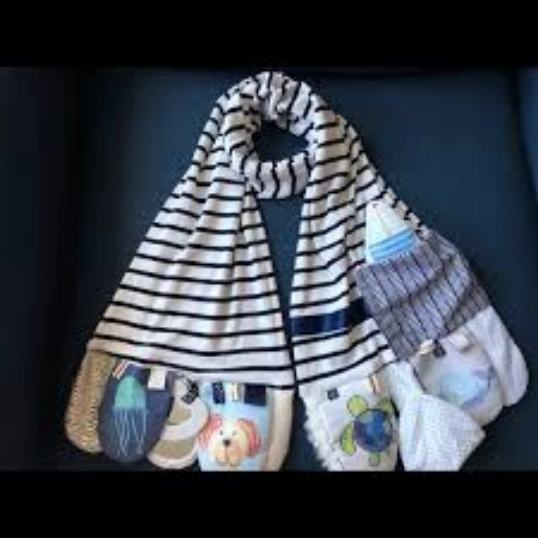 Demdaco - Mommy & Me Activity Scarf - Blue & White 1 Demdaco - Mommy & Me Activity Scarf - Blue & White