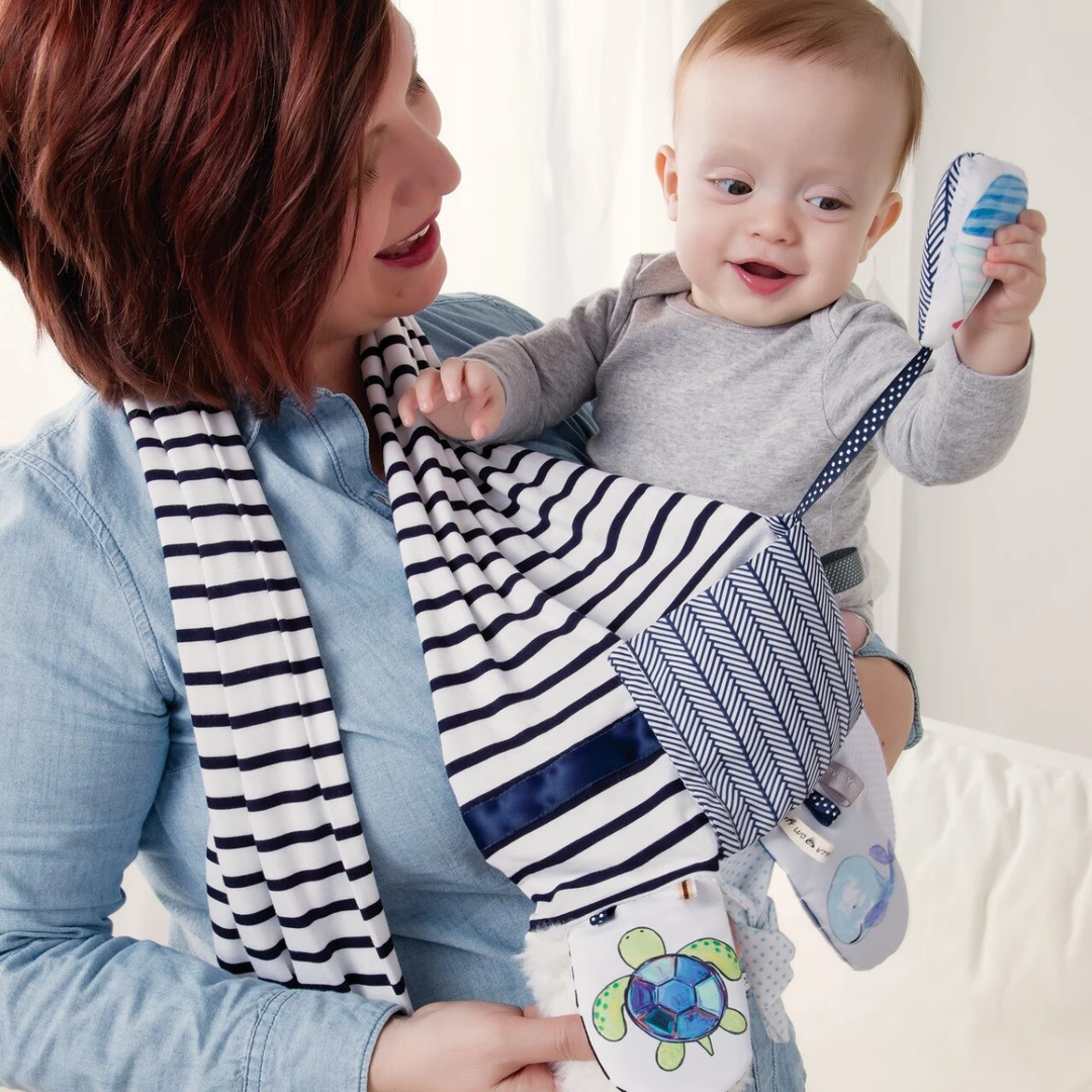 Demdaco - Mommy & Me Activity Scarf - Blue & White 5 Demdaco - Mommy & Me Activity Scarf - Blue & White