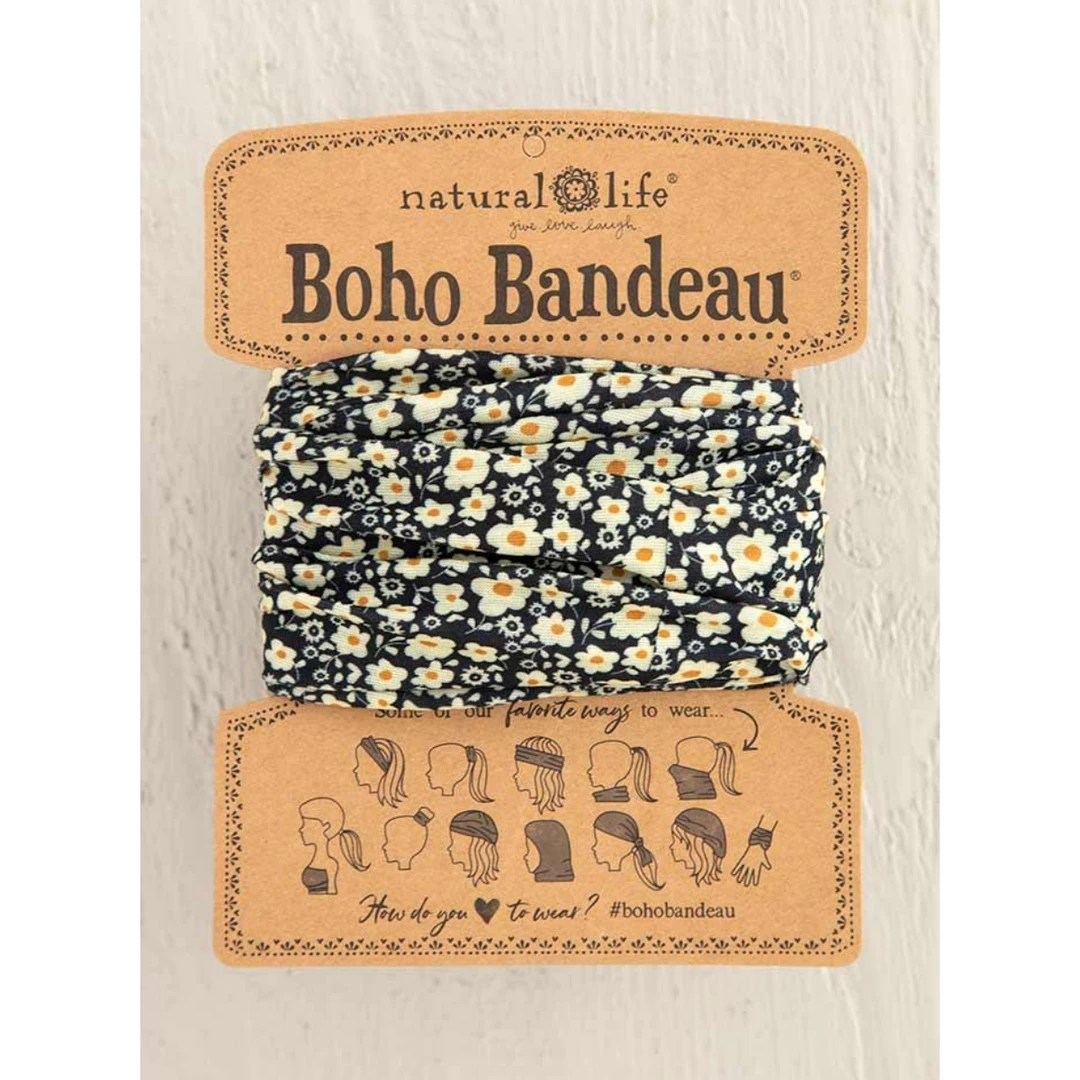 Apparel & Accessories Natural Life Boho Bandeau- Black Cream Floral 1 Apparel & Accessories Natural Life Boho Bandeau- Black Cream Floral