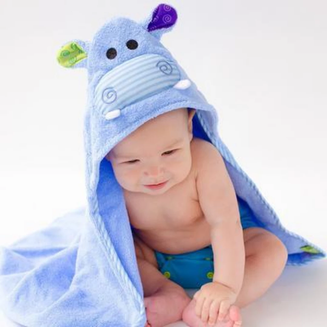 Zoocchini Hooded Baby Towel- Hippo 1 Zoocchini Hooded Baby Towel- Hippo