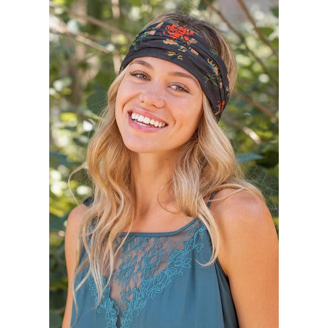 Apparel & Accessories Natural Life Boho Bandeau- Charcoal Floral 2 Apparel & Accessories Natural Life Boho Bandeau- Charcoal Floral