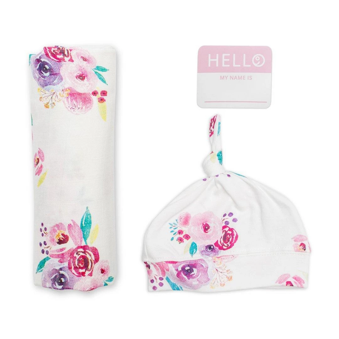 Lulujo Hello World Newborn Set- Posies 2 Lulujo Hello World Newborn Set- Posies