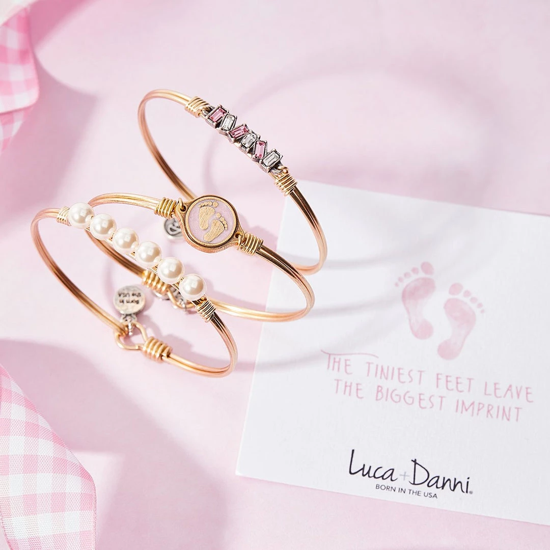 Your Heart's Desire Luca+Danni- Little Footsteps Pink Bangle Bracelet Baby 1 Your Heart's Desire Luca+Danni- Little Footsteps Pink Bangle Bracelet Baby